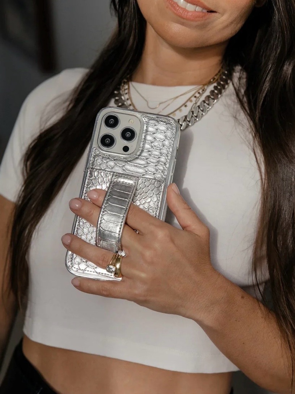 Walli Case “Platinum Python” by Ally Hilfiger iPhone 13 Pro Max New Silver Shiny